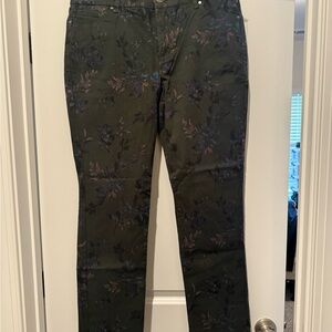 Bandolino Dark Green Floral Straight Leg Jeans
